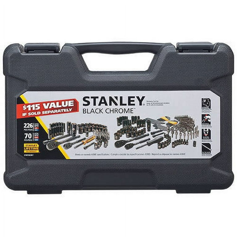 Stanley Fmmt71665 229 PC Black Chrome Mechanic's Tool Set