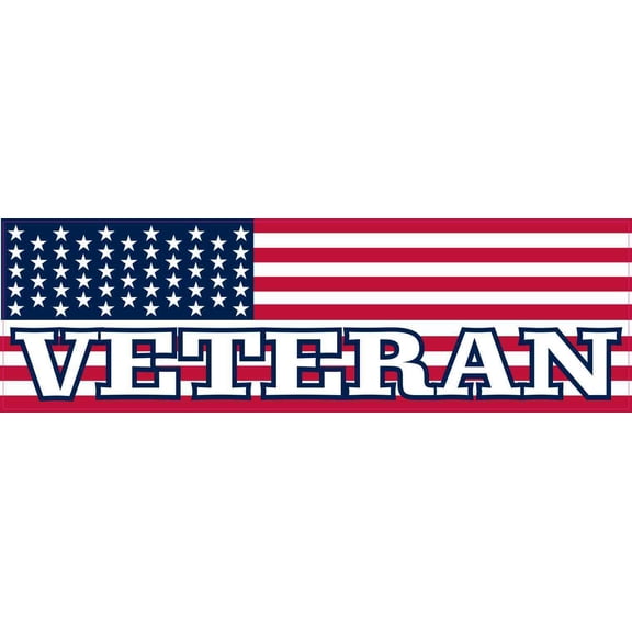10in x 3in American Flag Veteran Bumper Sticker