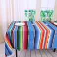 thumbnail image 3 of Hxezoc Mantel Mexicano A Rayas De 59 X 84 Pulgadas, Mantel De Sarape Mexicano De Algodón Con Flecos Cuadrados Grandes Para Decoraciones De Bodas Y Fiestas Mexicanas, Cubierta De Mesa Al Aire Libre (Az, 3 of 5