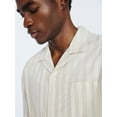thumbnail image 5 of Free Assembly Men's Striped Cotton Camp Shirt with Short Sleeves, Sizes S-3XL, 5 of 5
