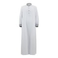 thumbnail image 6 of JAJAHO Mens Kaftan Abaya Thobe Long Sleeve Button Down Collared Pocket Ankle Length Robe Arab Traditional Clothes, 6 of 7
