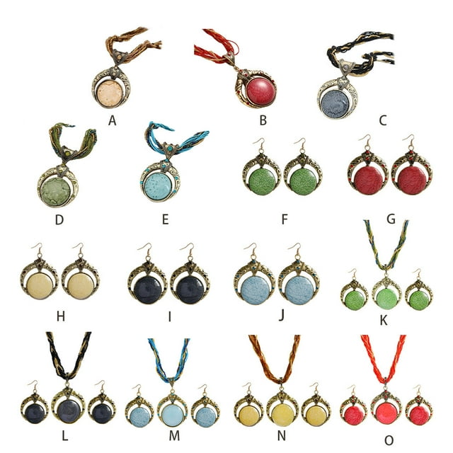 Ruiboury Bijou Fait Main pour Femmes – Pendentif Collier en Pierre de Cristal Style Bohème N001-Rouge 1Set