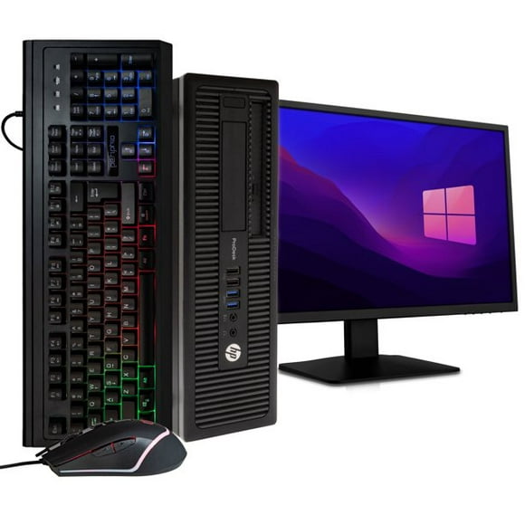 PC de Bureau HP ProDesk 600G1, Intel i5 Quad-Core (2e Génération), RAM DDR3 de 8 Go, 500 Go (hdd), Écran LCD 19 Pouces, Clavier et Souris RGB, Windows 10 Home 64bit (Reconditionné)