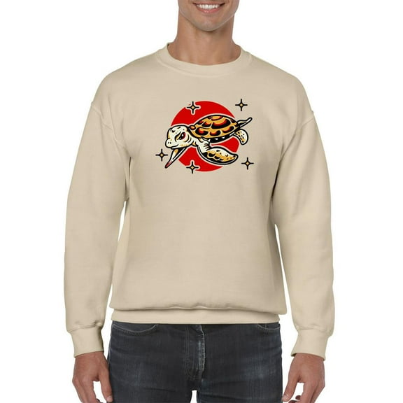 Japanese Style Sea Turtle Sweatshirt Men -Image by Shutterstock, Male Large