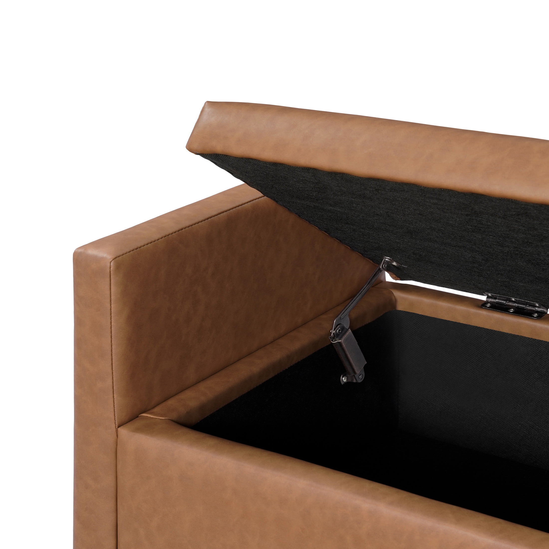 Christopher Knight Home Faux Leather Storage Ottoman Bench with Wooden Legs and Pillows, Light Brown