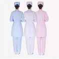 thumbnail image 2 of Traje de cuello de enfermera Ropa de trabajo de verano de manga larga corta rosa Traje de invierno de manga larga Bata blanca Farmacia Salón de belleza, 2 of 5