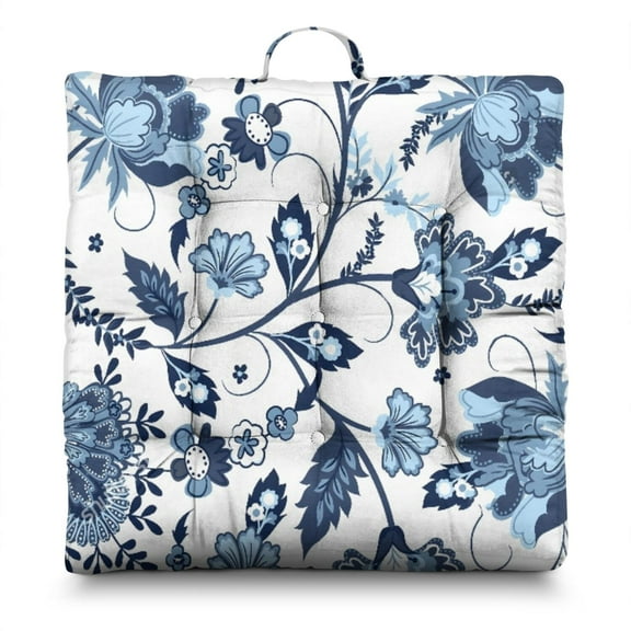 Retro Hippie Meditation Pillow Extra Large 22x22 Inch Floor Cushion, Psychedelic Print, Plush Velvet for Yoga & Hip Support