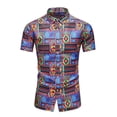 thumbnail image 2 of IROINNID Discount Hawaiian Shirt for Men Hawaiian Short Sleeve Beach Stand-up Collar Shirt Printed Summer Button Down Shirts,Purple, 2 of 4