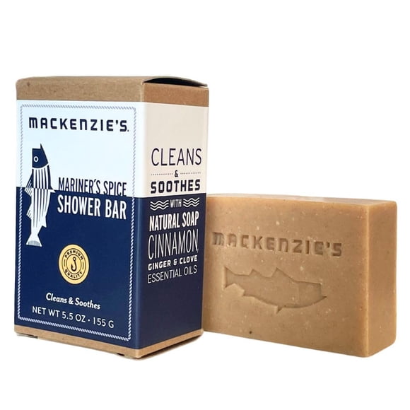 MACKENZIE'S Mariner's Spice Shower Bar - Regalos para pescadores - Regalos para hombres - Regalos para mujeres - Jabón de barra natural - Canela - Jengibre - Clavo - 5.5 oz