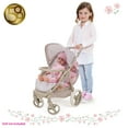 thumbnail image 5 of 509 Crew: Little Flora - Mabelle Duo Twin Doll Stroller - Flower-Tan-Pink, Storage Basket, Retractable Canopy, Folding, Pretend Play Toy, Kids 3+, 5 of 8
