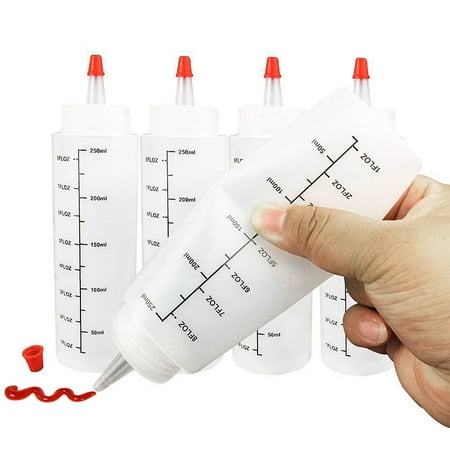 10Pcs/set Plastic Squeeze Squirt Bottles with Leak-Proof White Cap