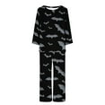 thumbnail image 3 of WFJCJPAF 2024 New Halloween ! Pajamas for Women Set,Ladies' Gradient Printed Casual Top Pants Pajama Set - Gray S, 3 of 3
