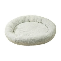 Hvmvliv Round Cat Bed for Indoor Cats Winter Plush Warm Kitten Bed Small and Medium Sized Cute Cats Bed Indoor Sleeping Washable White, 15.7x15.7 in
