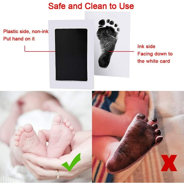 Tampon encreur Clean Touch Kit d'empreintes de mains et d'empreintes de  pieds pour bébé nouveau-né Sans encre Tampon pour les mains et les pieds de  bébé (noir, rouge, vert, bleu) 