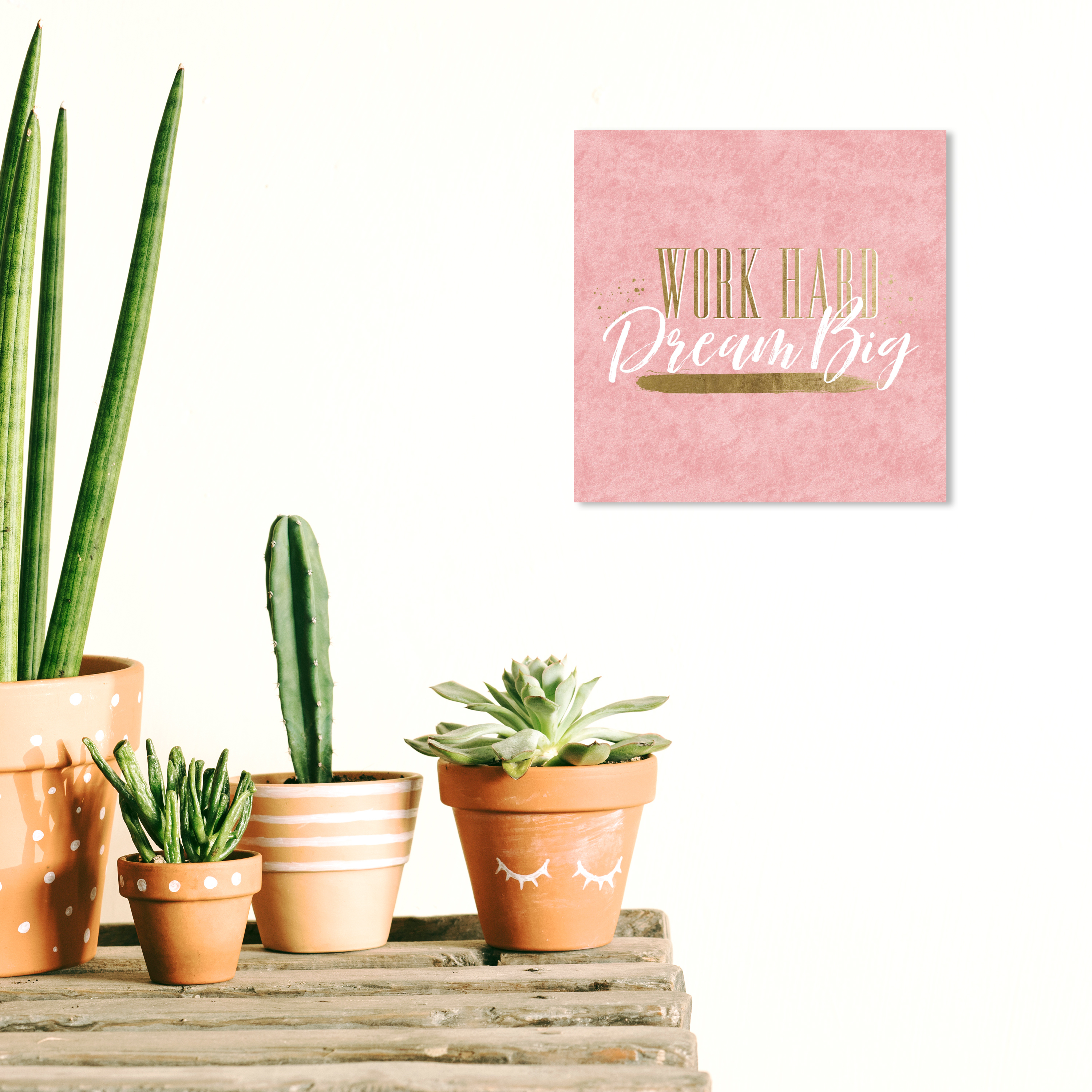 Wynwood Studio Work Hard Dream Big Pink Typography and Quotes Wall Art Canvas Print Pink 12x12
