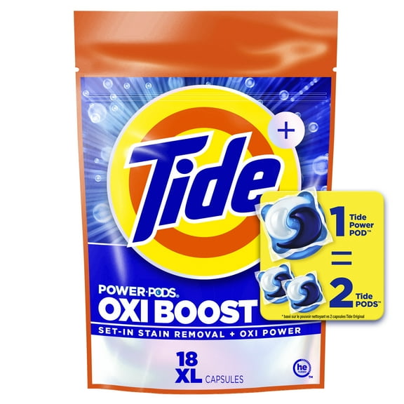 Tide Oxi Boost Power PODS with Stain Remover and Oxi Power Laundry Detergent Pacs, 18 Count