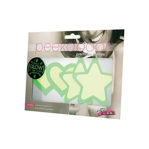 Peekaboos Glow in the Dark Hearts & Stars - Green 2 Pairs