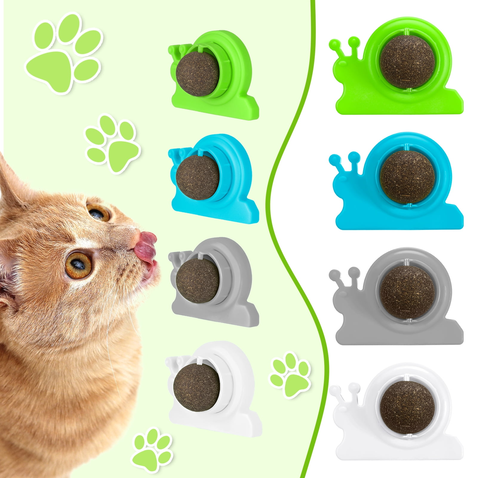 Taihexin 4 Pcs Catnip Wall Ball, Rotating Catnip Wall Roller for Cat