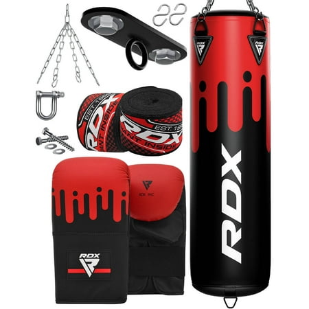 RDX Boxing Punching Bag Heavy Bag for KickBoxing Fitness Workout Muay Thai MMA Home Gym Black Red 100lb
