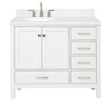 thumbnail image 2 of Ariel Cambridge 42 Inch Single Left Offset Oval Sink Bathroom Vanity With Carrara White Quartz Countertop 1.5 Edge In White, 2 of 10