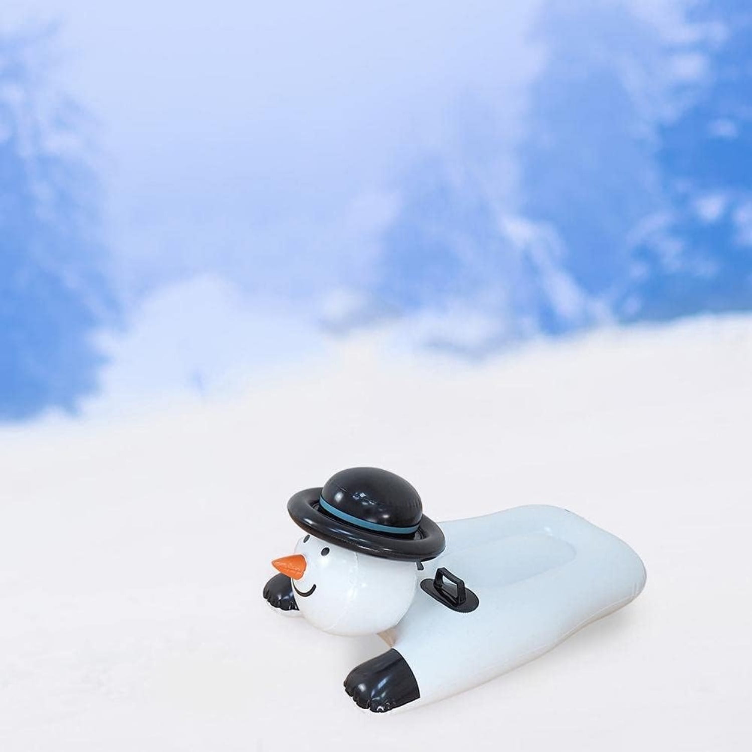 Snow Tube Snowman Inflatable Snow Sled with Sturdy Handles Cartoon Snow Sled for Kids Adults Christmas Holidays Winter Outdoor
