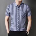 thumbnail image 5 of IWRICH Men's Striped Short Sleeve Dress Shirts Button down Classic Shirt Regular Fit Business Shirt for Summer Blue XXL, 5 of 6