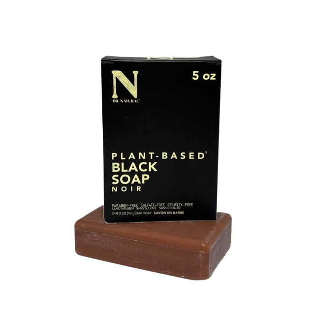 Dr. Natural Jabón de Castilla Black. 141g, 100% Natural y Orgánico, Hipoalergénico y Ultra Hidratante para Todo tipo de Piel, Hecho de Plantas y Aceites Naturales, Para toda la Familia, Multiusos