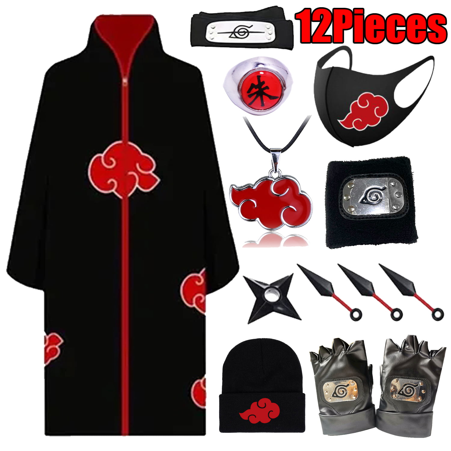 12 pièces Akatsuki Naruto Robe, accessoires Liban