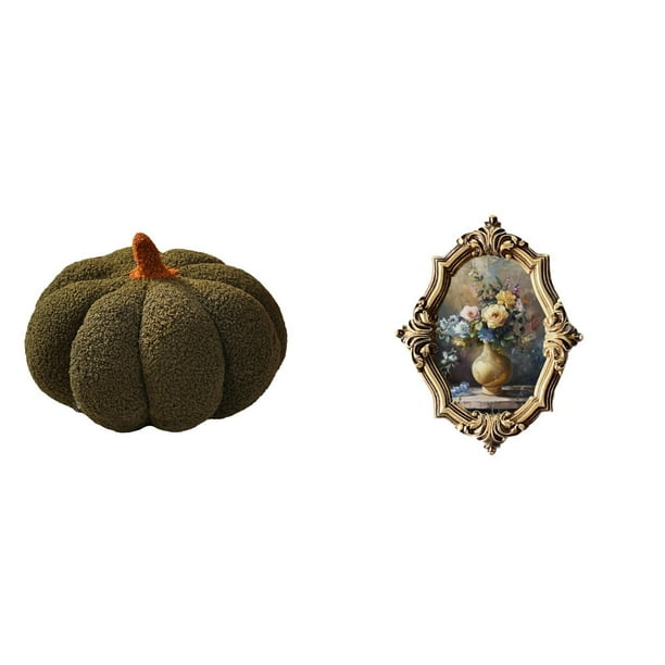 Cojín de calabaza de Halloween con marco de fotos, cojines de papel fotográfico, marco de fotos de resina, cojín suave ideal para dormitorio, sala de