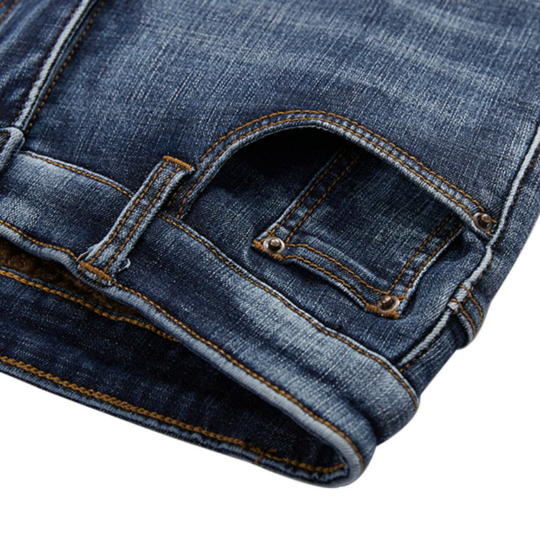 Women's Fleece Lined Jeans Stretchy Skinny Denim Pants Winter Warm