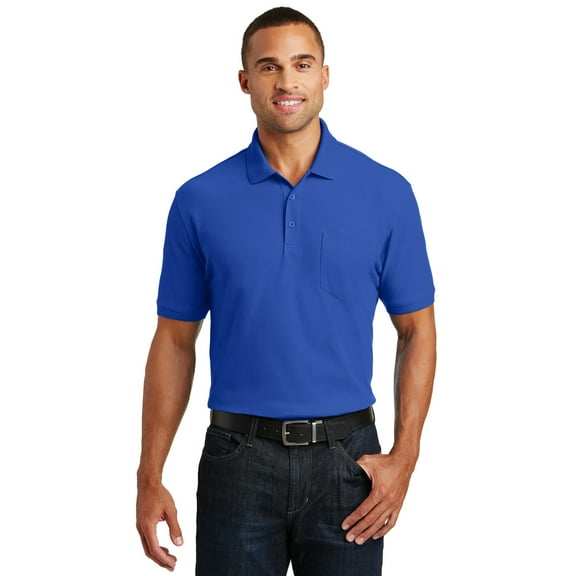 Port Authority 1145321 Mens Core Classic Pique Pocket Polo, True Royal - 2XL