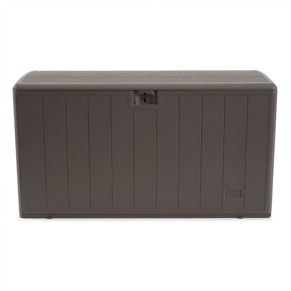 Plastic Development Group 105 Gal Outdoor Patio Storage Deck Box, Driftwood
