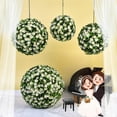 thumbnail image 5 of Artificial Topiaries Balls with White Flower : 12 Inch Topiary Balls Artificial Outdoor Decor,Artificial Boxwood Ball Plants Outdoor for Courtyard, Hallway, Park,Wedding (White), 5 of 11
