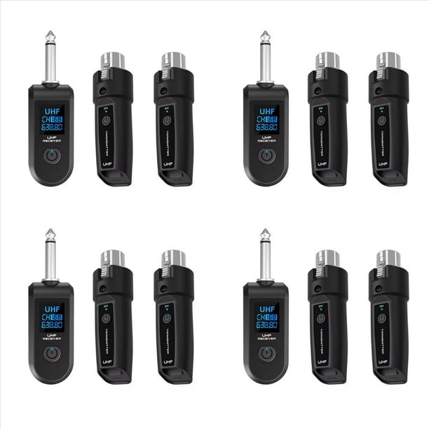 4X Adaptador UHF XLR, Transmisor y Receptor de Micrófono Inalámbrico para Micrófono Dinámico, Mezclador de Audio para Guitarra, PA