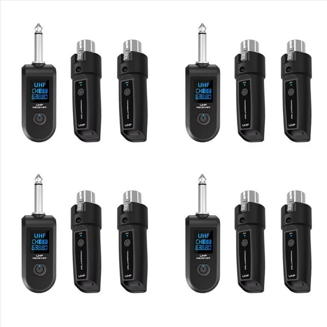 4X Adaptador UHF XLR, Transmisor y Receptor de Micrófono Inalámbrico para Micrófono Dinámico, Mezclador de Audio para Guitarra, PA