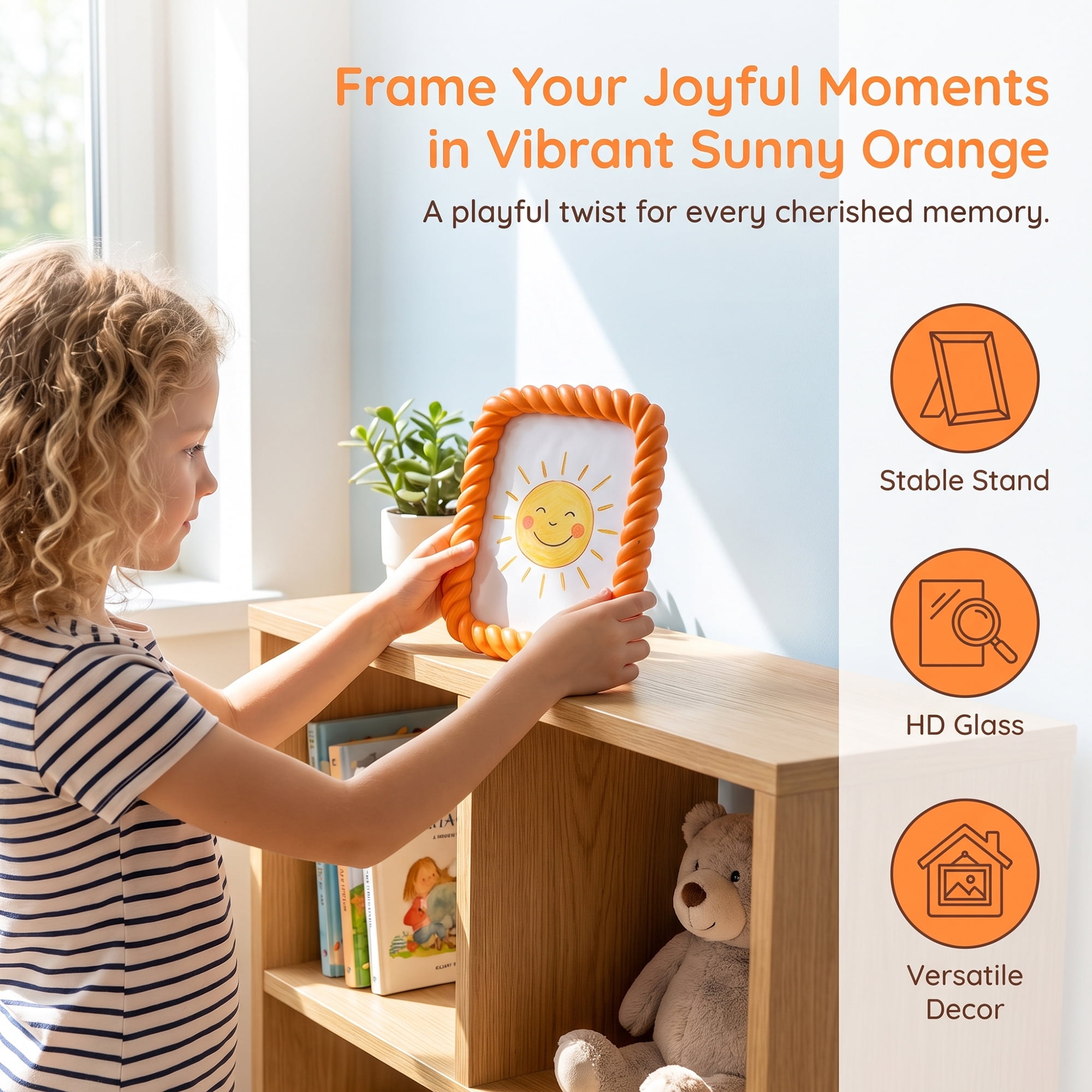 Unique Bargains Twisted Rope Picture Frame for Coastal Display Orange 4"x6" and 5"x7"