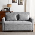 thumbnail image 3 of Full Size Rustic Sofas, 56.9" Loveseat Sofa Pull-out Sofa Bed Sleeper Sofa with a Reversible Backrest Cushion, Side Pockets, Two USB Ports and a Phone Holder for Living Room, Grey, Grey Modern Sofas, 3 of 26