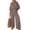 Black, variant on Womens Striped Set 2 Piece Outfits 3/4 Puff Sleeve V Neck Top and Drawstring High Waist Palazzo Pants, S