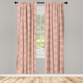 thumbnail image 2 of Ambesonne Traditional 4-Panel Curtains, Far Eastern Floral, 56"x63", Red and Cream, 2 of 4