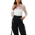 thumbnail image 1 of INSPIRE CHIC Chemise à Manches Longues Transparente en Maille à Col Pointu à Boutons devant pour Femme TG Blanc, 1 of 6