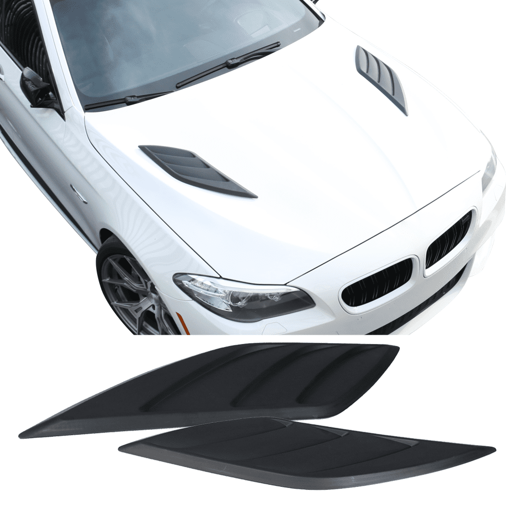 Ikon Motorsports Compatible with Universal IKON Style Air Flow Hood Vent Scoop Black ABS 2 Pieces