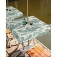 thumbnail image 2 of Hokiten Outdoor Tablecloths with Umbrella Hole & Zipper, Teal Garden 60x60 Inch Square Tablecloths, Modern Art Building Trees Rock Landscape Waterproof Table Cloth, Patio/Pool/Picnic Table Covers, 2 of 7