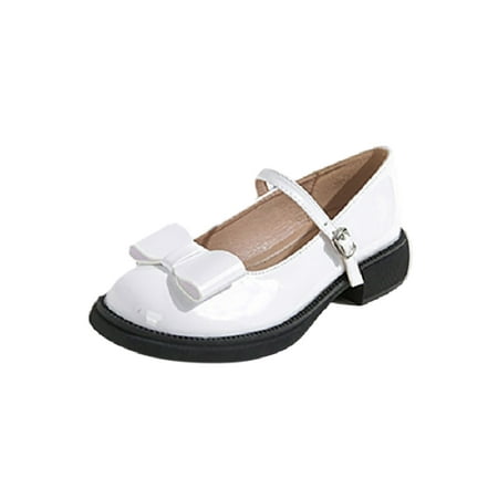 

Oucaili Ladies Mary Jane Ankle Strap Loafers Buckle Flats Casual Comfort Dress Shoes Uniform White 5
