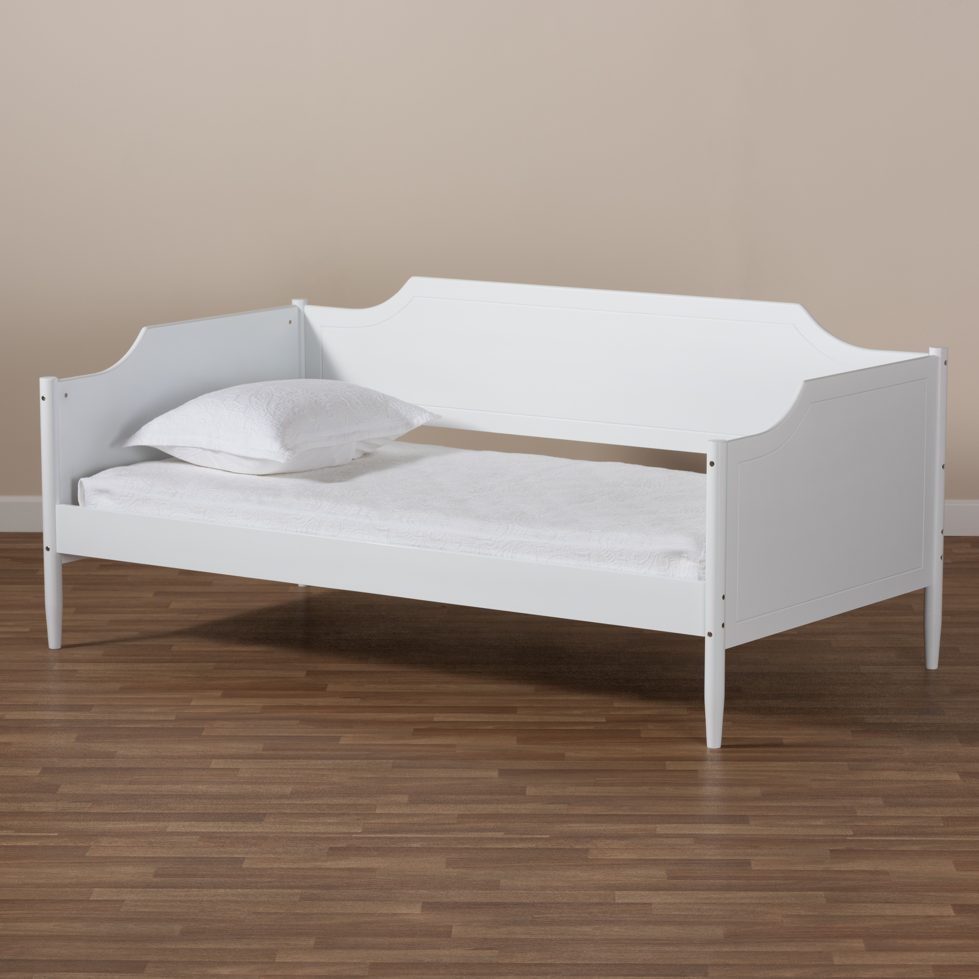 Baxton Studio Select Traditional Rubberwood Storage Twin Daybeds with Cut-Out Panels White