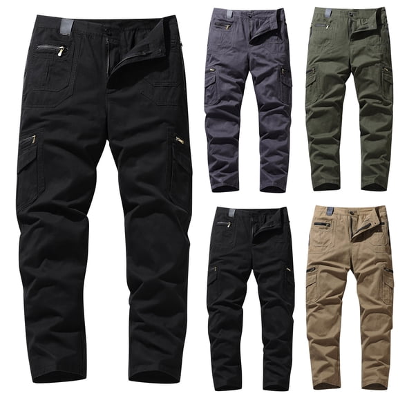 UVEASISHA Cargo Pants for Men Oversized Relaxed Fit Straight Pant Multiple Pockets Lightweight Hiking Pants Casual Outdoor Sport Camping Pants with Button Sales Today