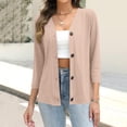 thumbnail image 4 of Women's Fashion Casual Short Cardigans Button-down Shirt Lightweight 3/4 Long Sleeve Solid Color Basic Tops, 4 of 6