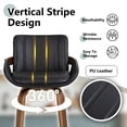 thumbnail image 2 of ClinQ Counter Height Swivel Bar Stools Set of 4, PU Leather Upholstered 360° Rotating Chairs with Walnut Legs and Metal Footrest, Black, 2 of 6