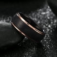 thumbnail image 2 of Tungsten Carbide Two-Tone Black Weaved Thread Scratched w/ Rose Gold Trims Wedding Band Ring Mens Womens 8MM w/ FREE Engraving, 2 of 7