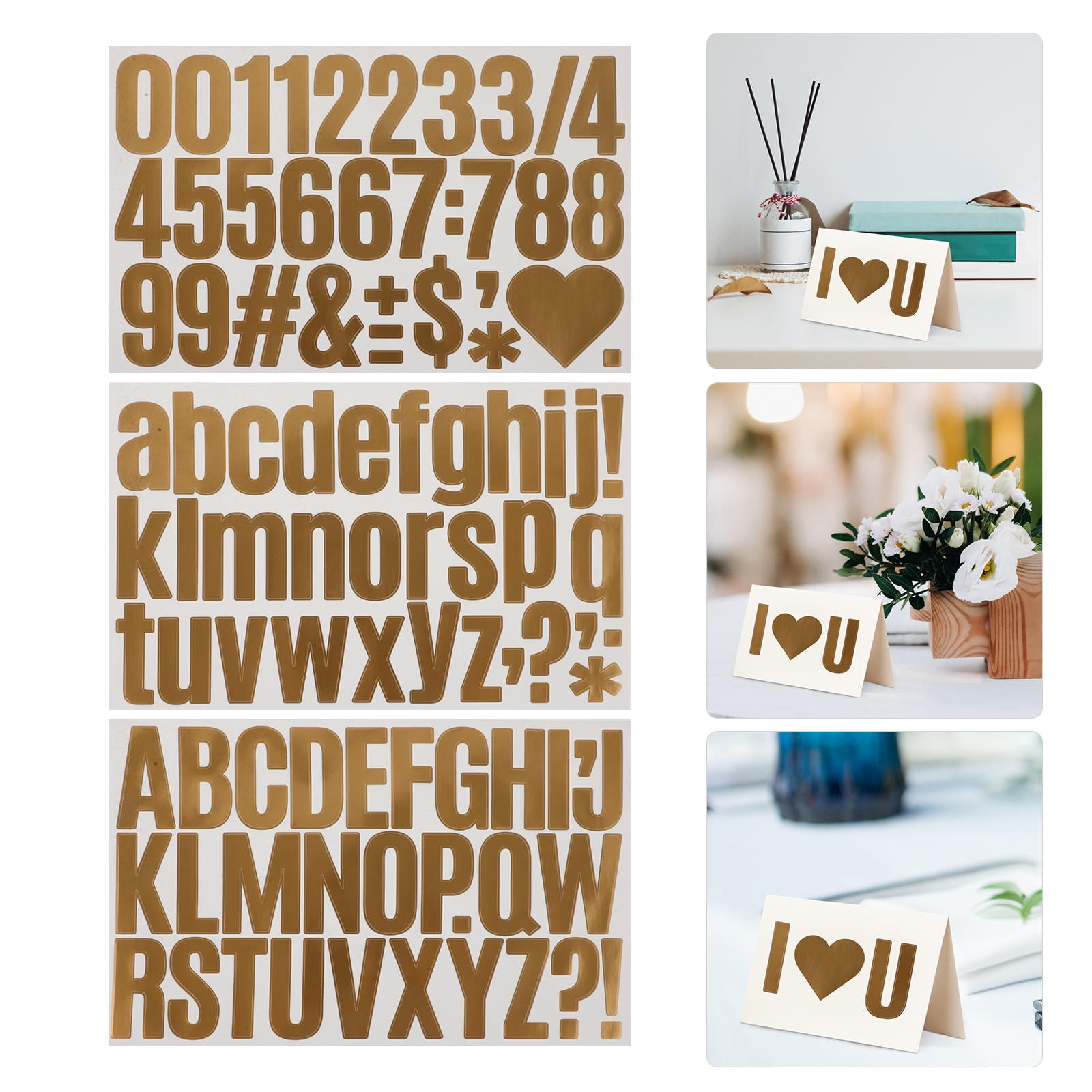 Hemoton 4 Sets Alphabet Stickers 2 Mailbox Numbers Labels Golden