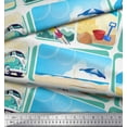 thumbnail image 2 of Soimoi Polyester Crepe Fabric Chair,Girl & Beach Surfboard Patchwork Fabric Prints by Yard 42 Inch Wide, 2 of 3